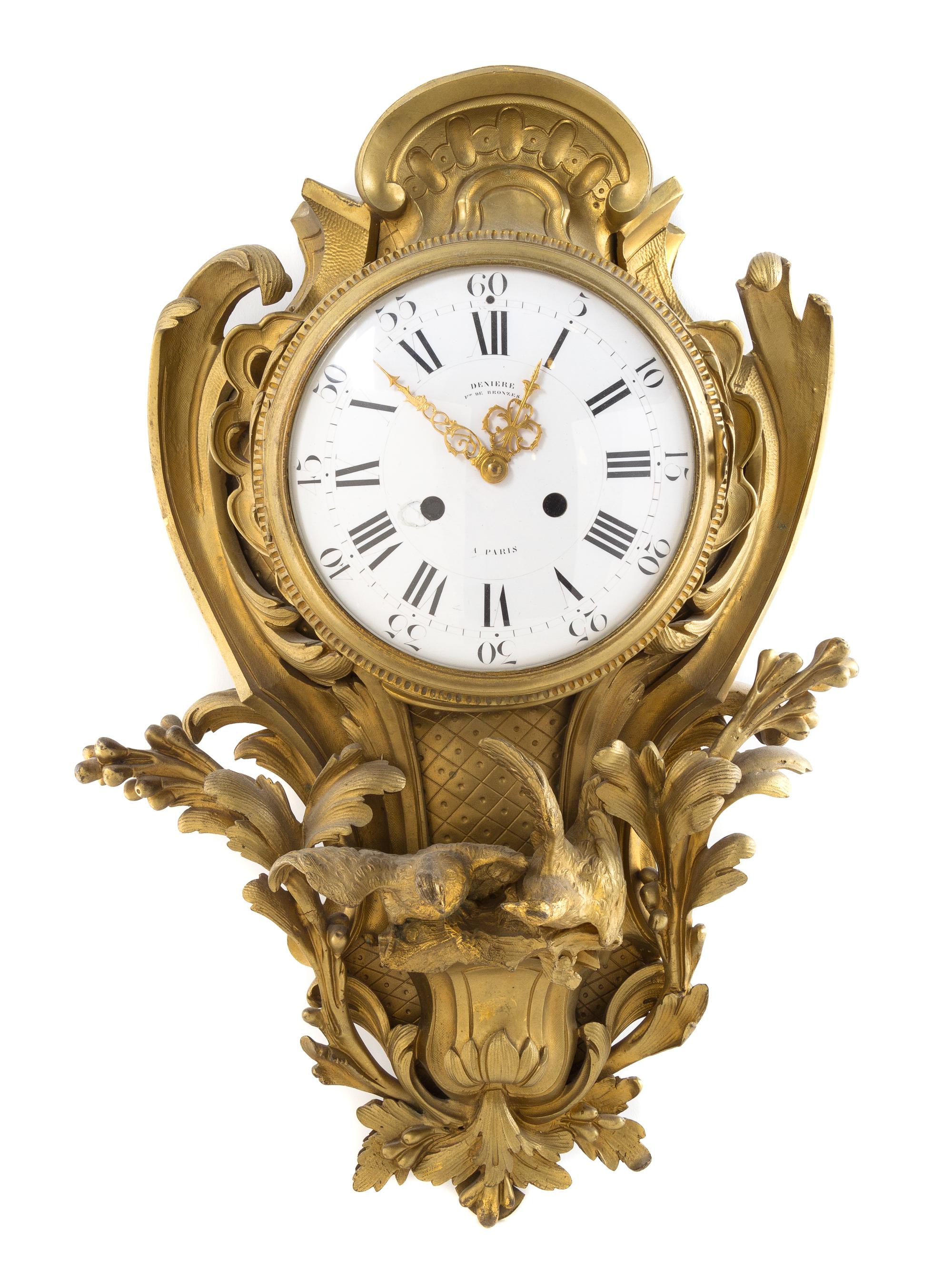 A Louis XV Style Gilt Bronze Cartel Clock Height 20 inches. — 19TH CENTURY