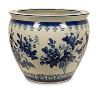 Three Chinese Blue and White Porcelain Fishbowl Jardinieres
