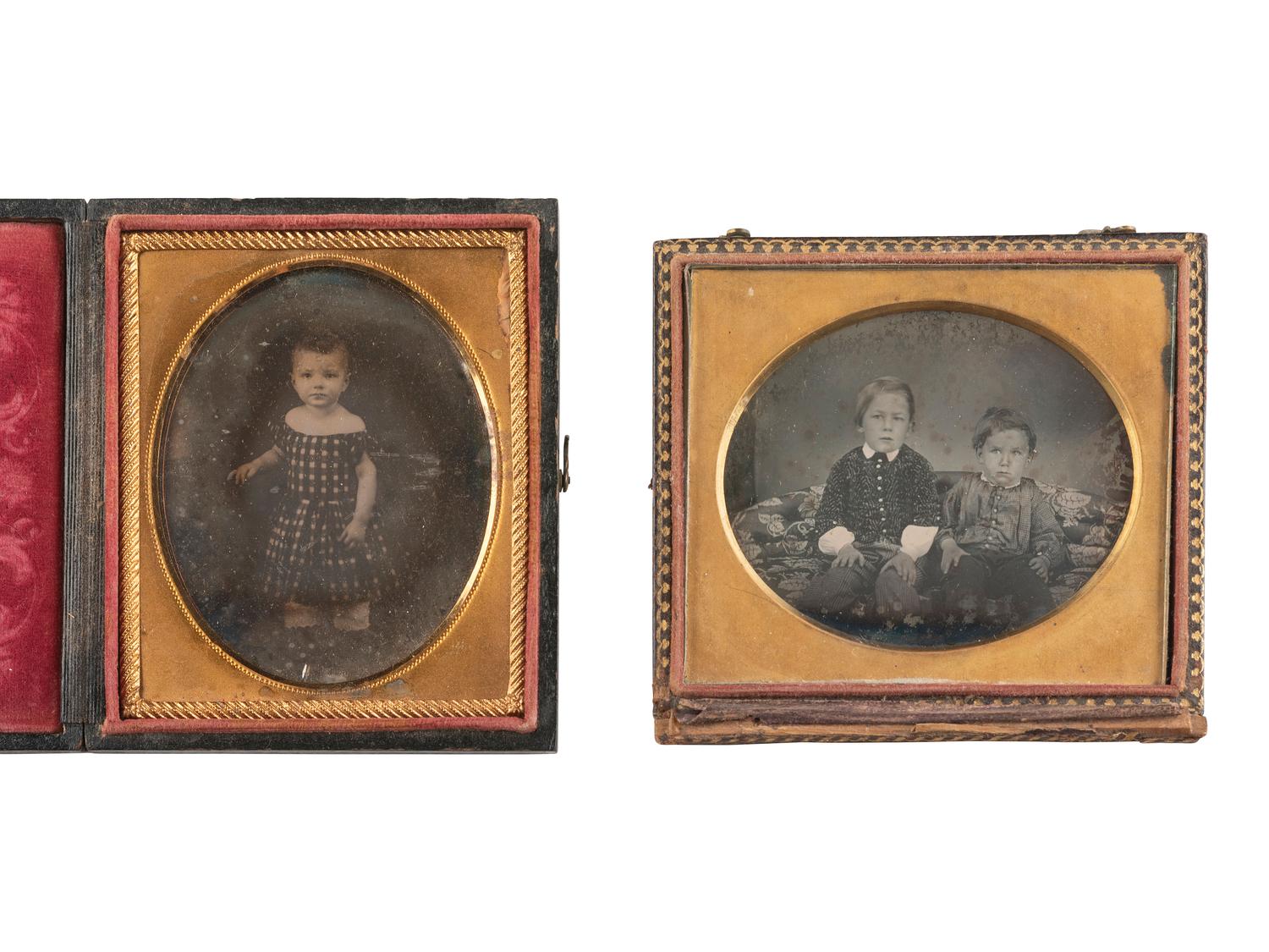 [EARLY PHOTOGRAPHY] 31 daguerreotypes of children of varying ages, incl. portraits ANSON and GURNEY.