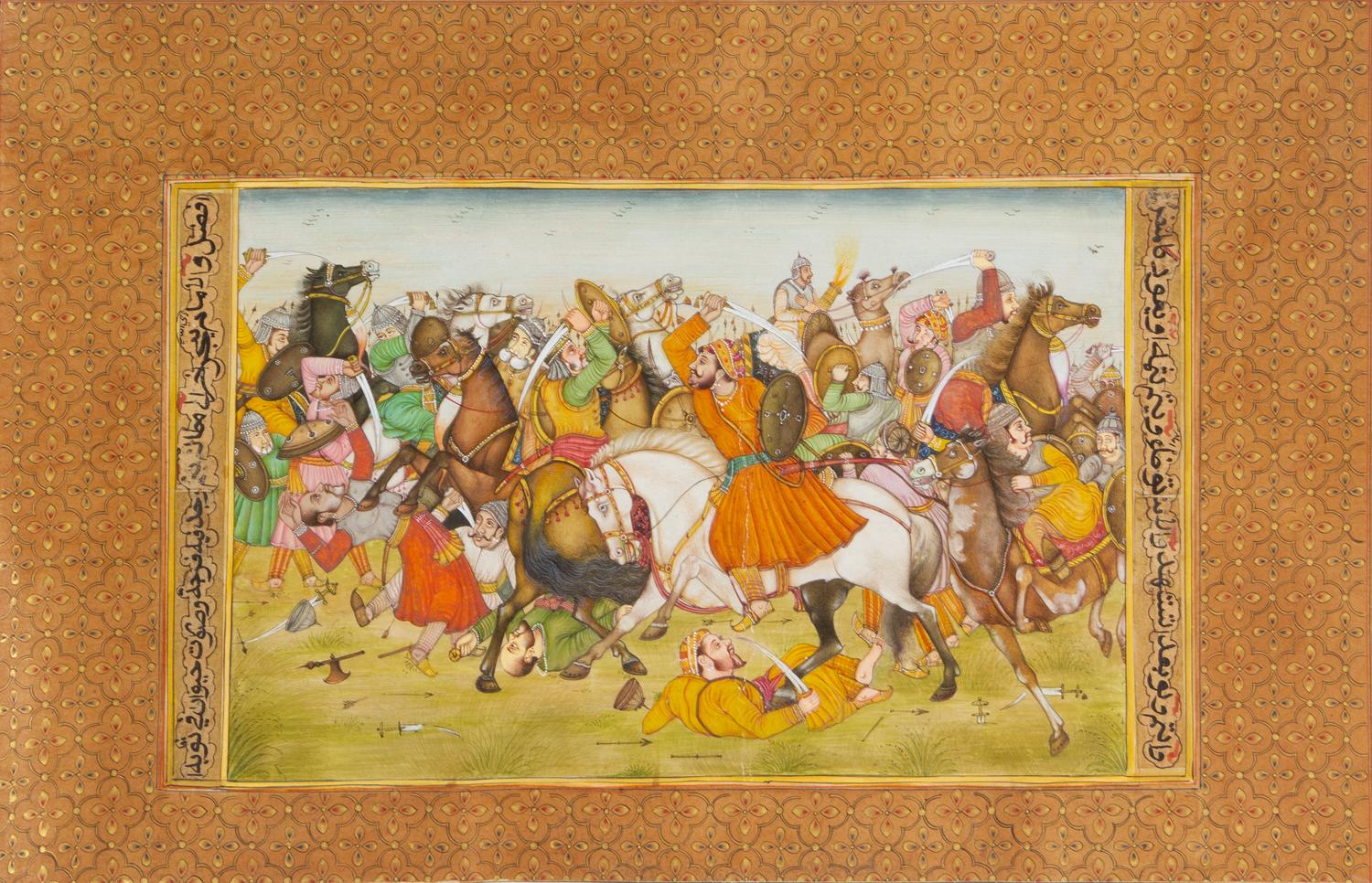 Three Indian Miniature Paintings Largest 11 5/8 x 6 3/4 inches.