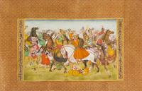 Three Indian Miniature Paintings Largest 11 5/8 x 6 3/4 inches.