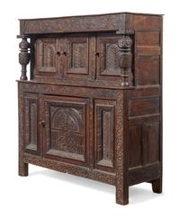 A William and Mary Carved Oak Court Cupboard