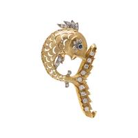 YELLOW GOLD AND DIAMOND FISH PENDANT/BROOCH