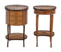Two Louis XV/XVI Style Marble-Top Occasional Tables