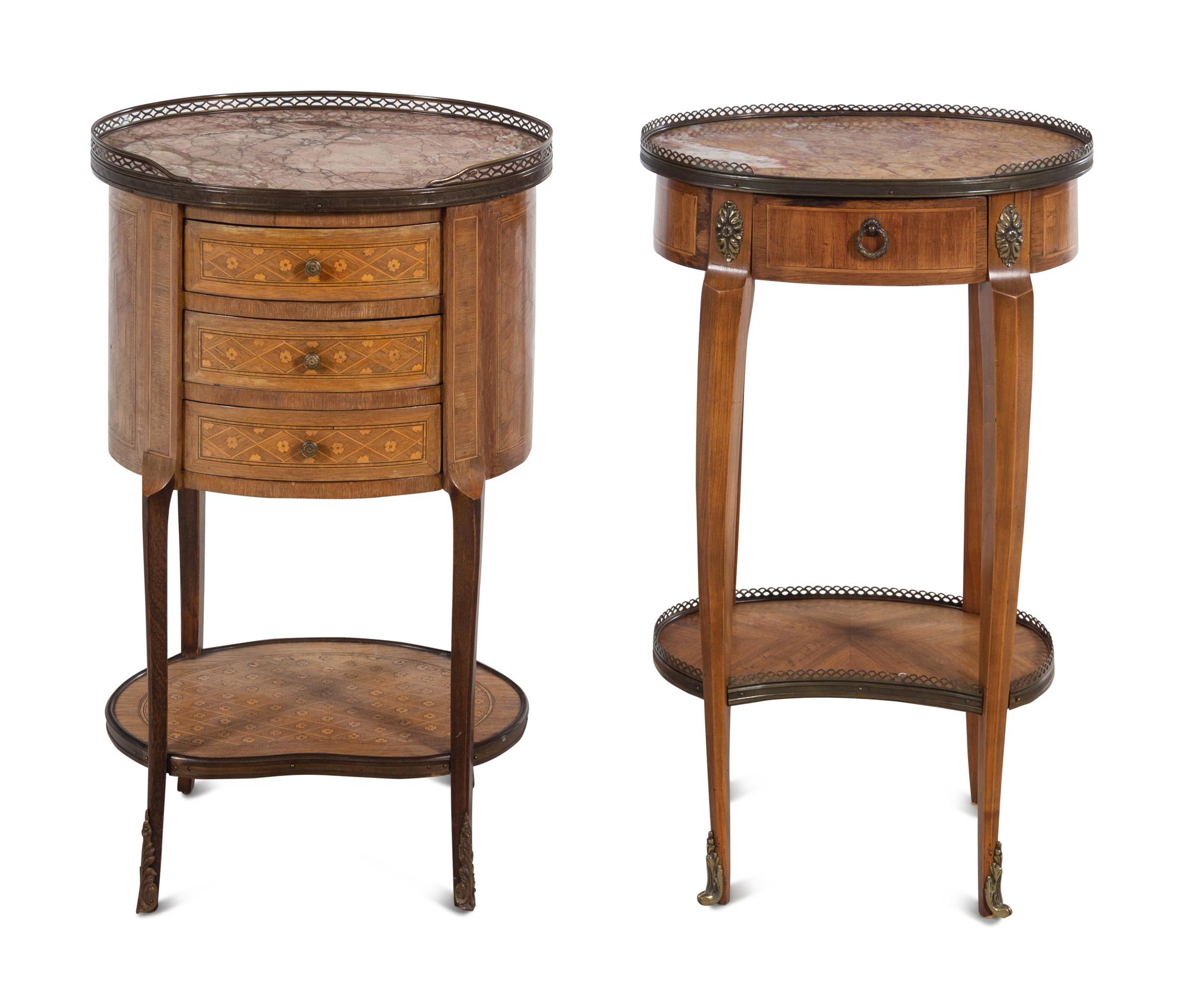 Two Louis XV/XVI Style Marble-Top Occasional Tables