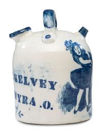 A Dustman Cobalt Decorated 'Dancing Girl' Harvest Jug