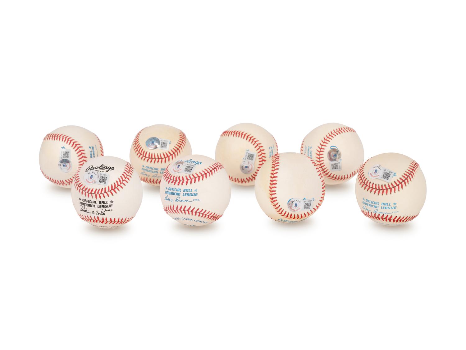 A Group of Nine Hall of Fame Pitcher Signed Autograph Items (Beckett Authentication Services BAS Certified),