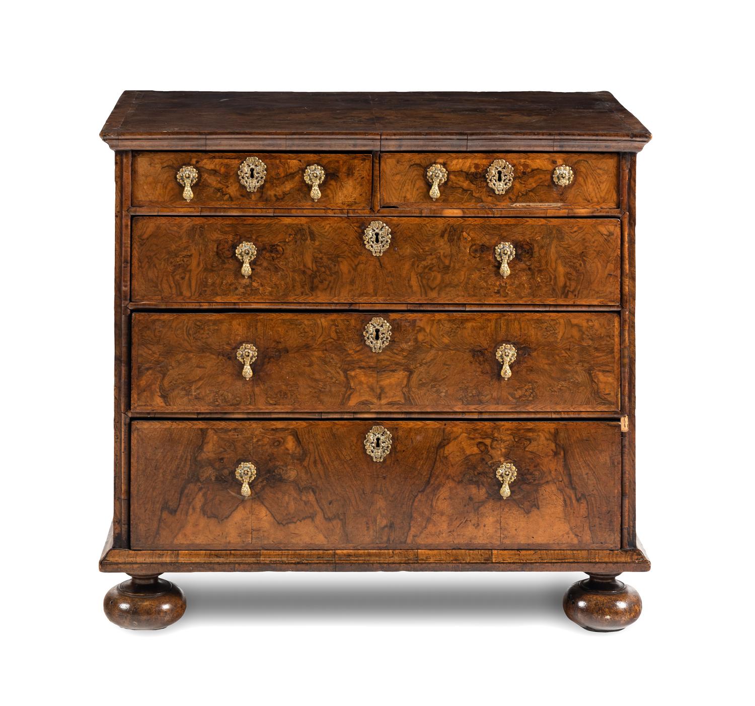 A William and Mary Walnut Chest of Drawers
