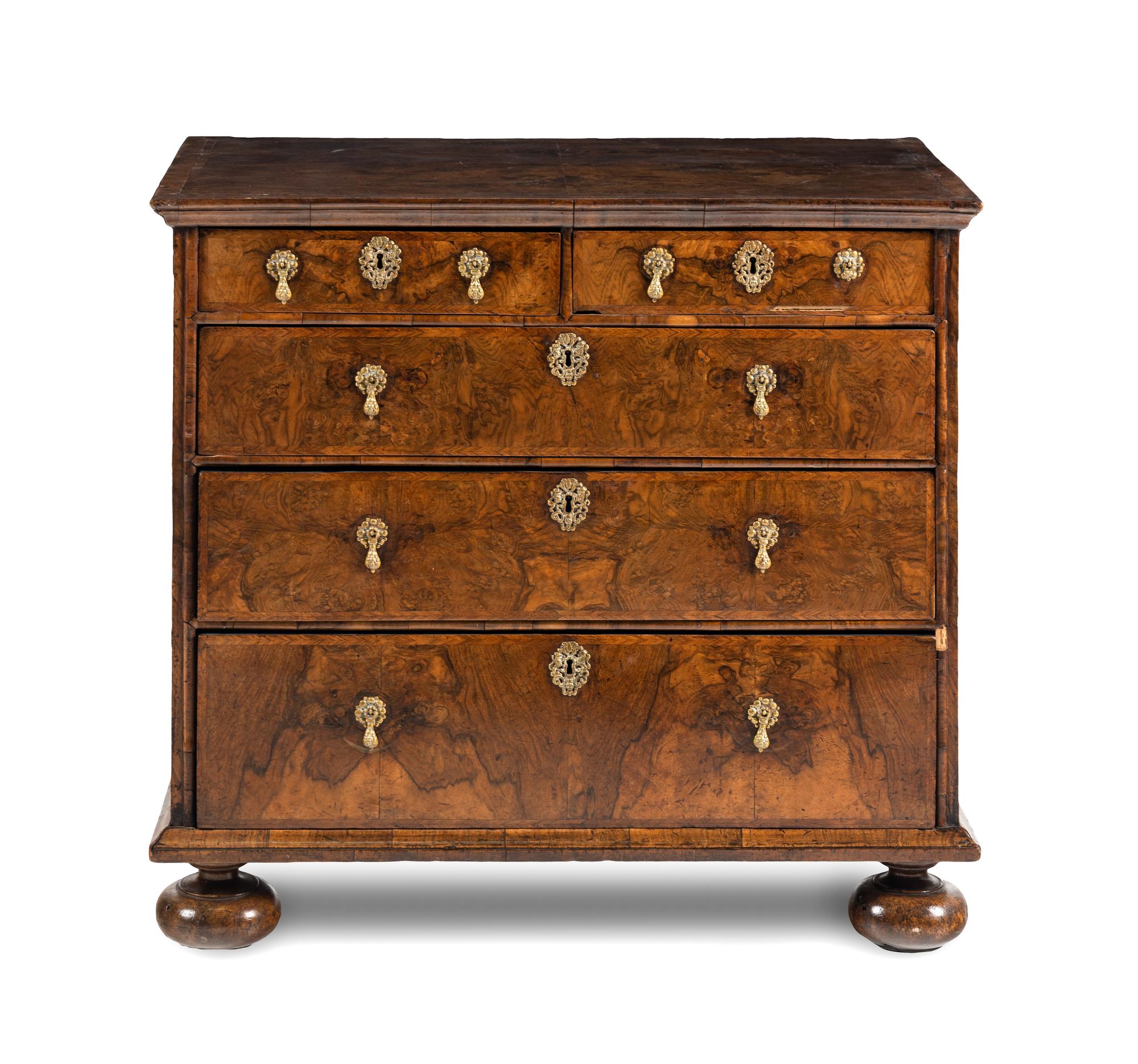 A William and Mary Walnut Chest of Drawers