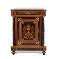 A Napoleon III Style Parcel Ebonized and Marquetry Meuble d'Appui