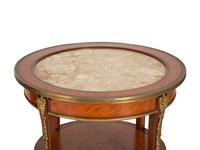 A Pair of Louis Philippe Style Gilt-Bronze Mounted Mahogany Side Tables with Inset Marble Top.