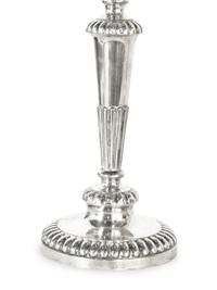 A Pair of English Silver-Plate Three-Light Candelabra