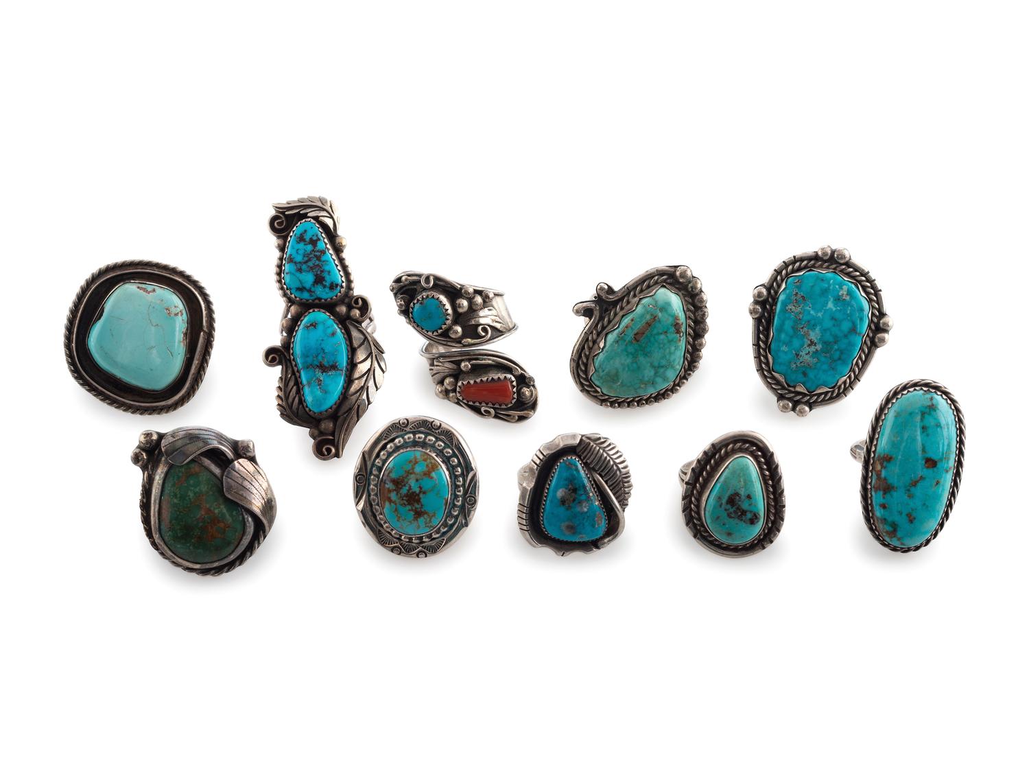 Navajo and Taos Silver and Turquoise Rings