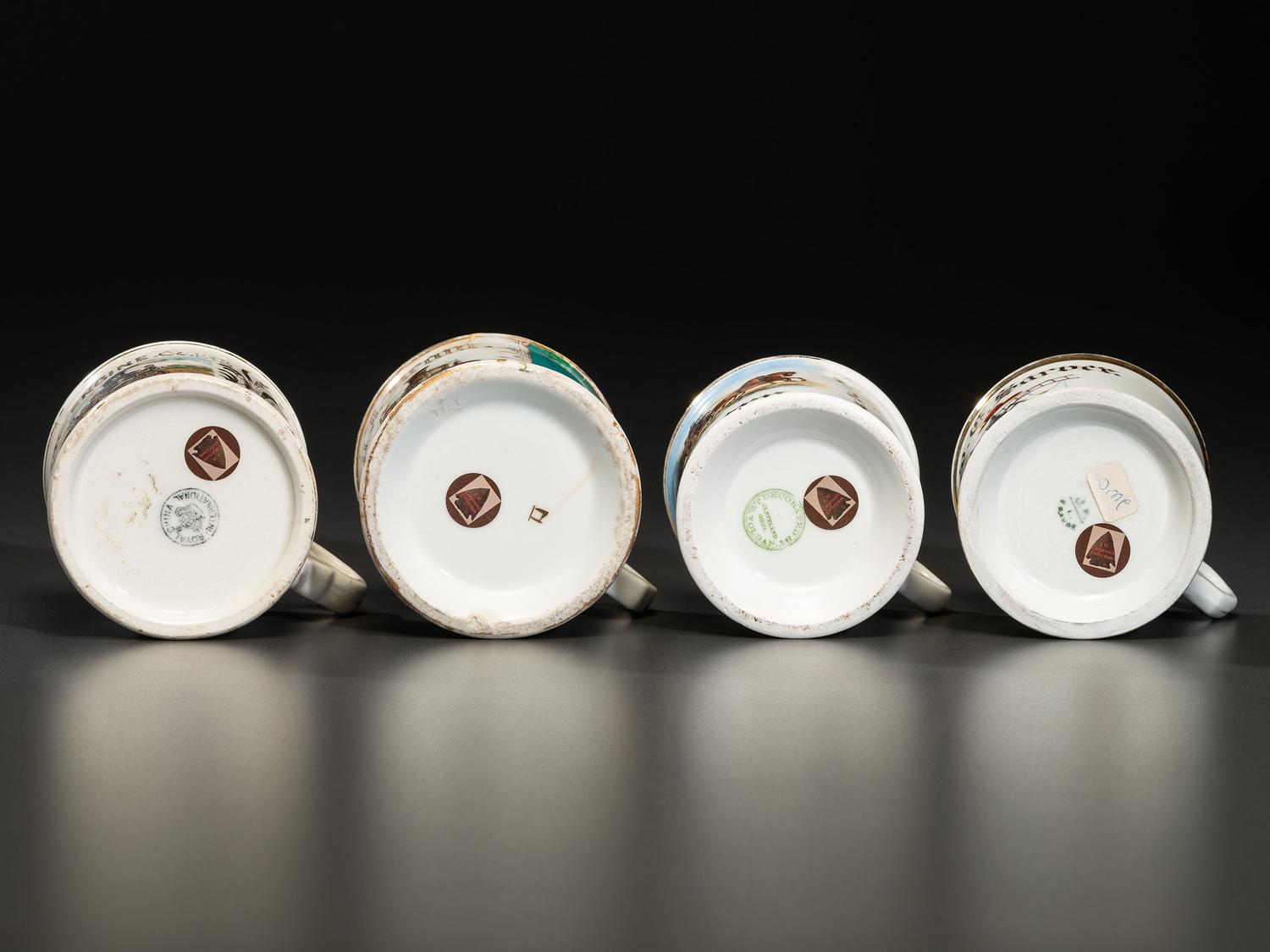 Four Firefighter's Porcelain Occupational Shaving Mugs