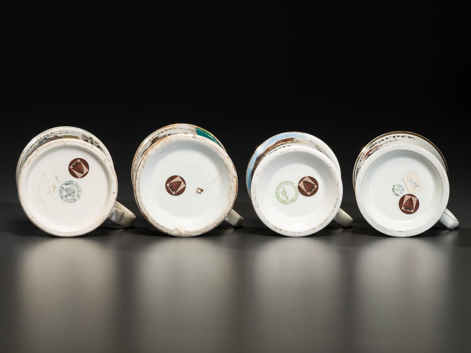 Four Firefighter's Porcelain Occupational Shaving Mugs