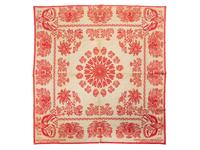 A Red and White Patriotic Jacquard Woven Coverlet