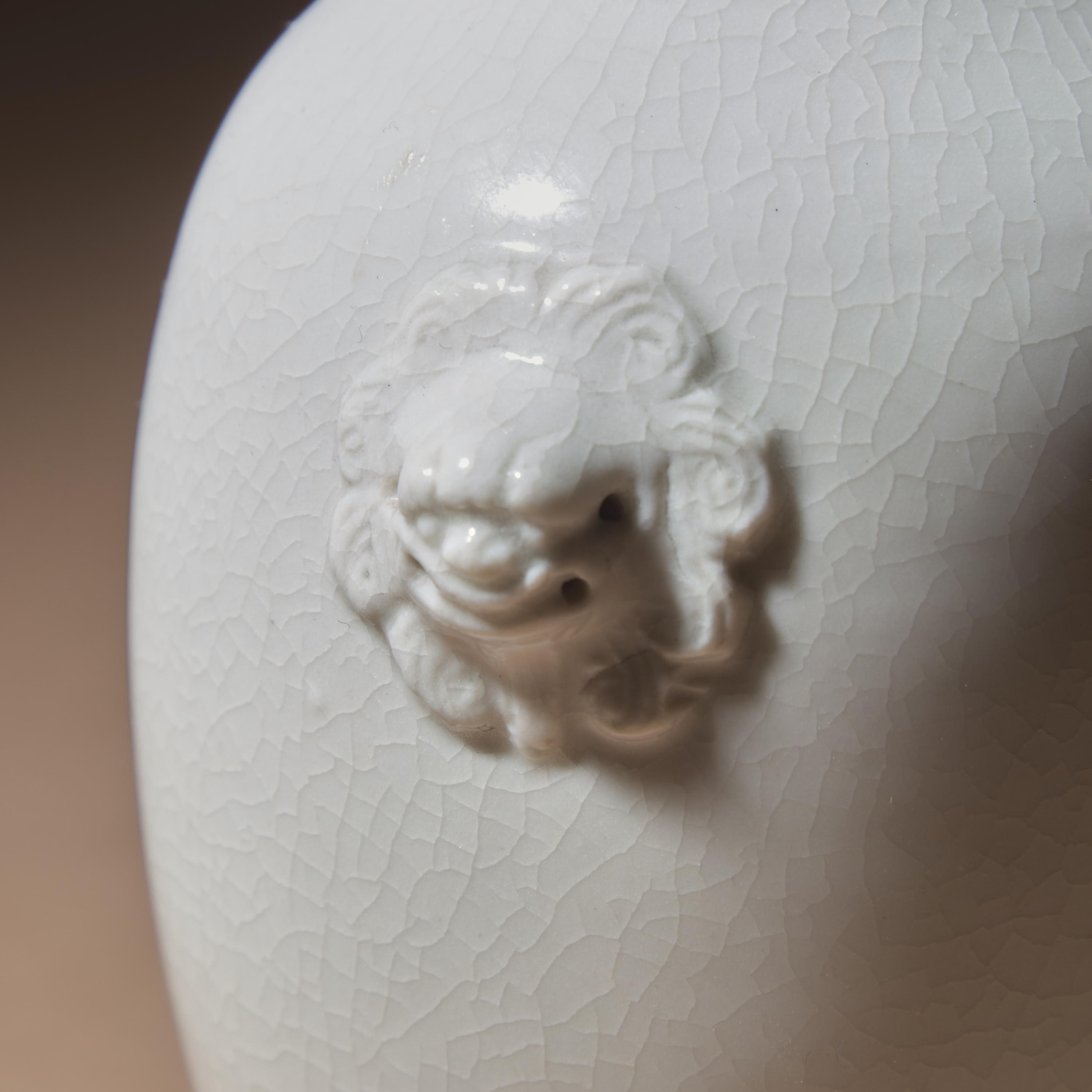A Chinese Blanc-de-Chine Porcelain Baluster Vase, Qing Dynasty — 清 德化白瓷雙輔首耳瓶