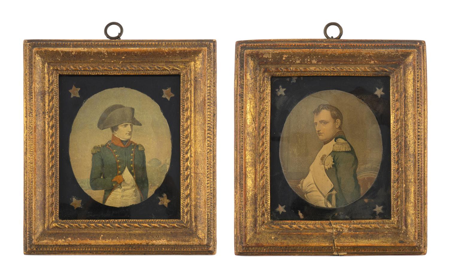A Pair of Glass Mezzotints Depicting Napoleon