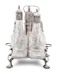 An Assembled George II Silver Cruet Set