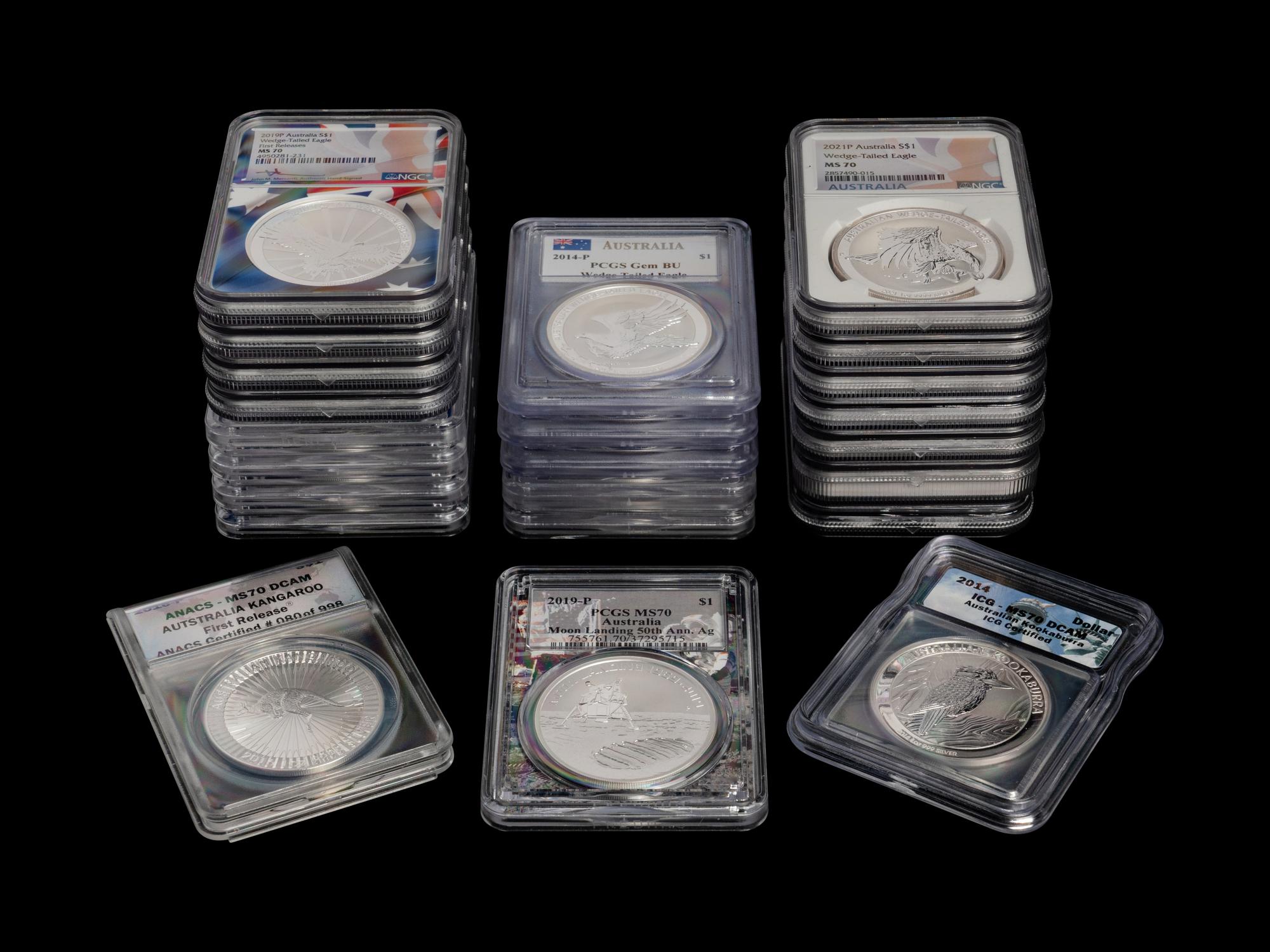 [AUSTRALIA] A Collection of Twenty-Three Graded Silver $1 Proof and Mint Coins