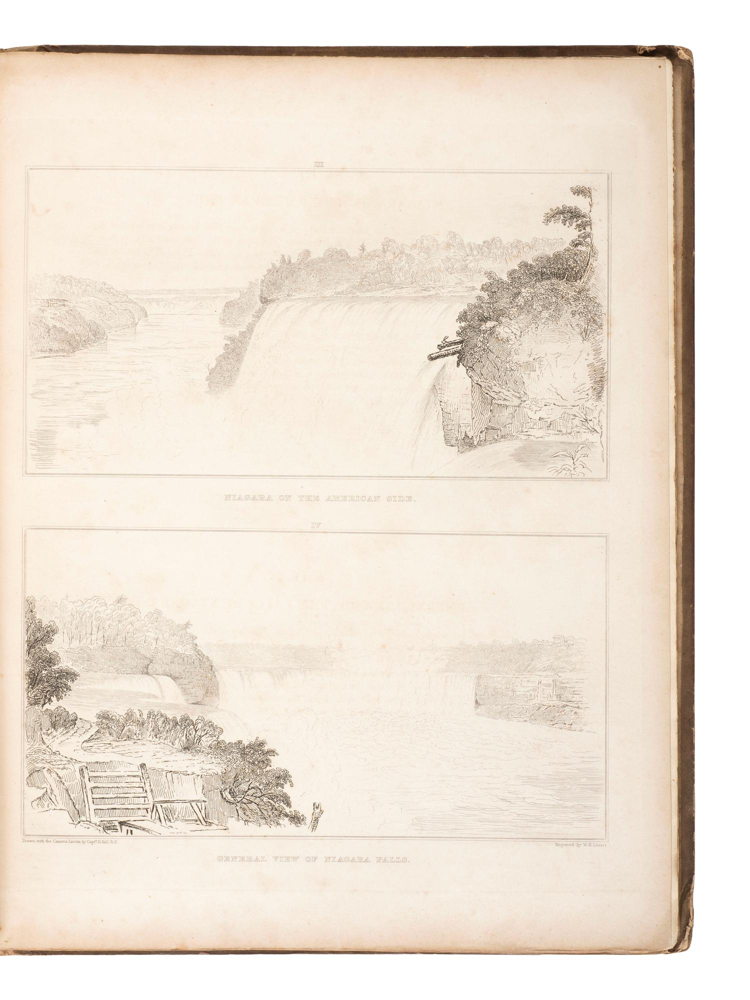 American Travel, Exploration & Expansion HALL, Basil. Forty Etchings, from Sketches Made with the Camera Lucida in North America . Edinburgh: Cadell & Co., 1829.