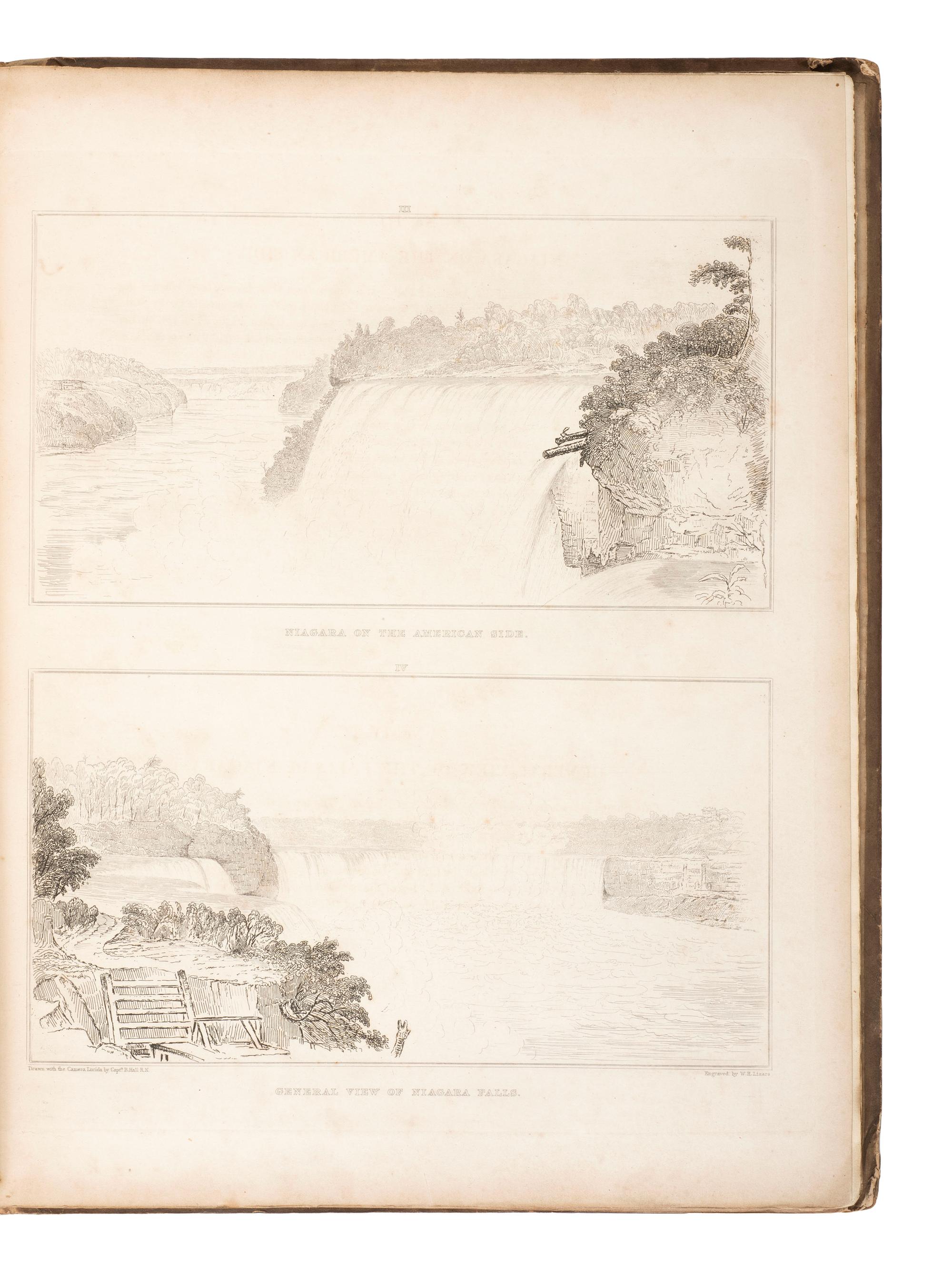 American Travel, Exploration & Expansion HALL, Basil. Forty Etchings, from Sketches Made with the Camera Lucida in North America . Edinburgh: Cadell & Co., 1829.