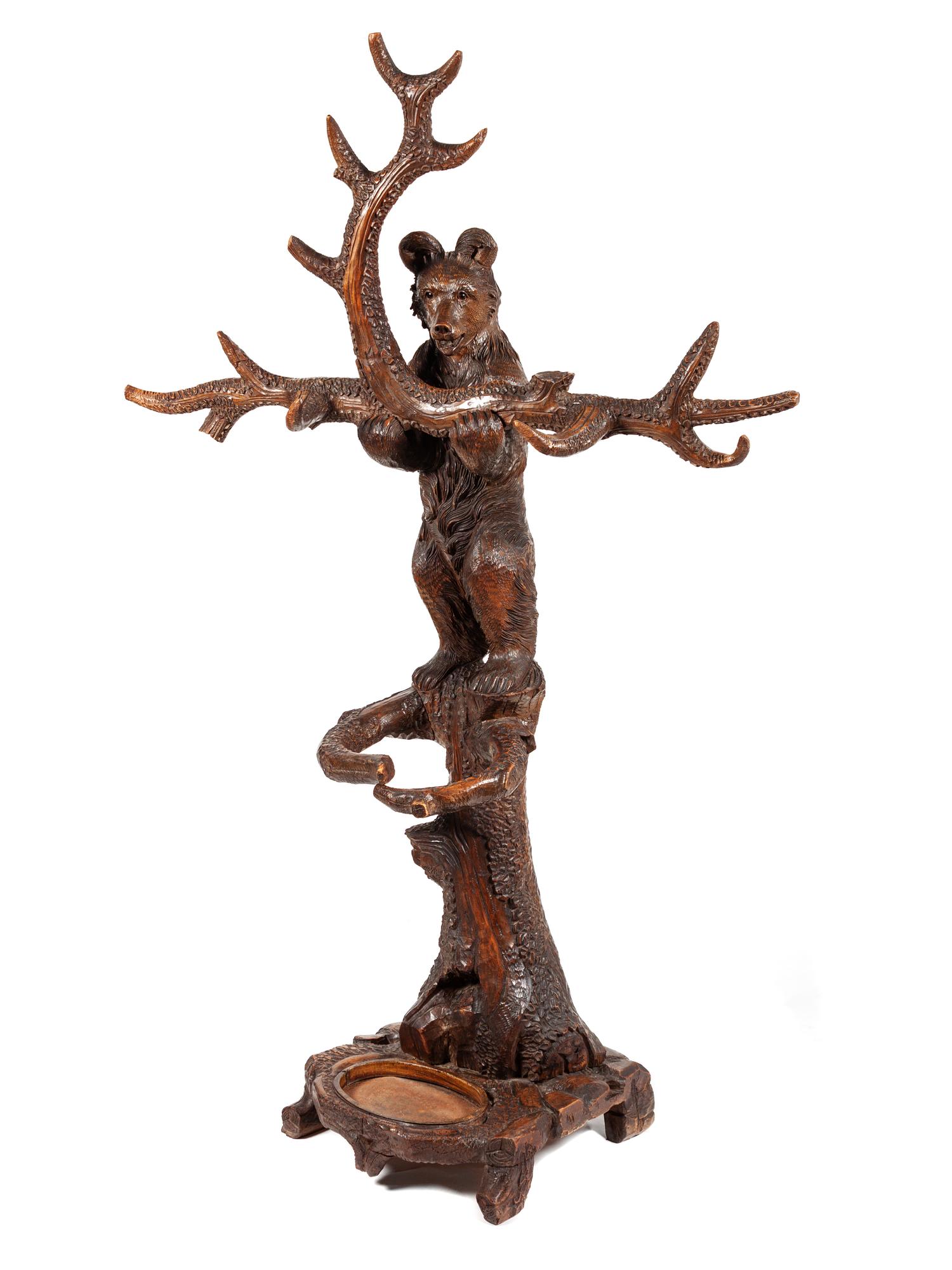 A Black Forest Carved Bear and Tree Hall Tree