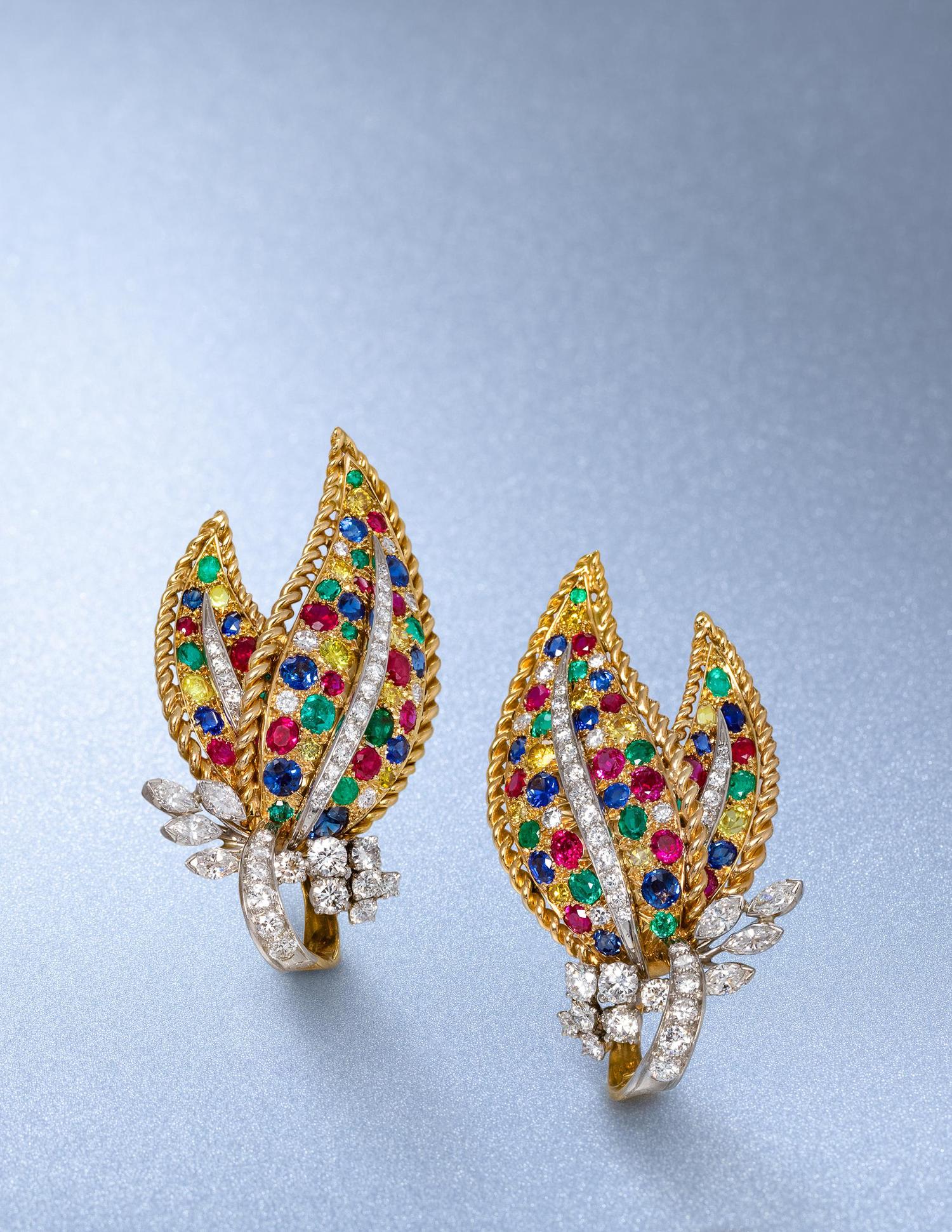 Oscar Heyman & Brothers, Diamond, Colored Diamond and Multigem Earclips