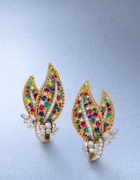 Oscar Heyman & Brothers, Diamond, Colored Diamond and Multigem Earclips