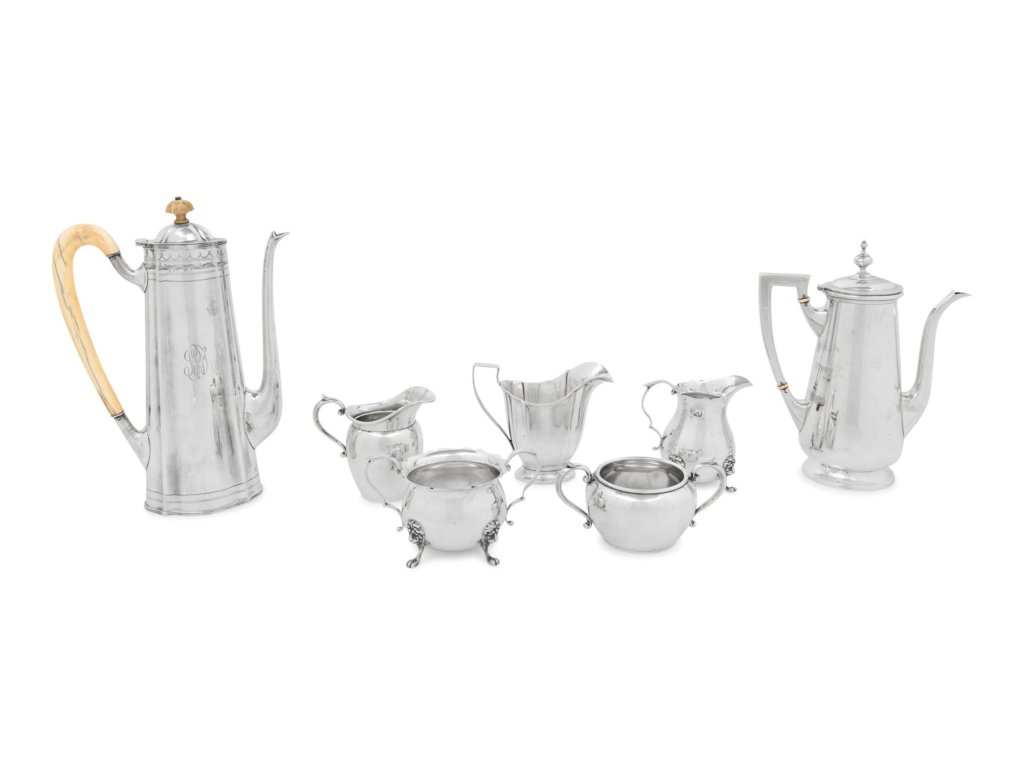 A Group of Seven American Silver Coffee Service Articles