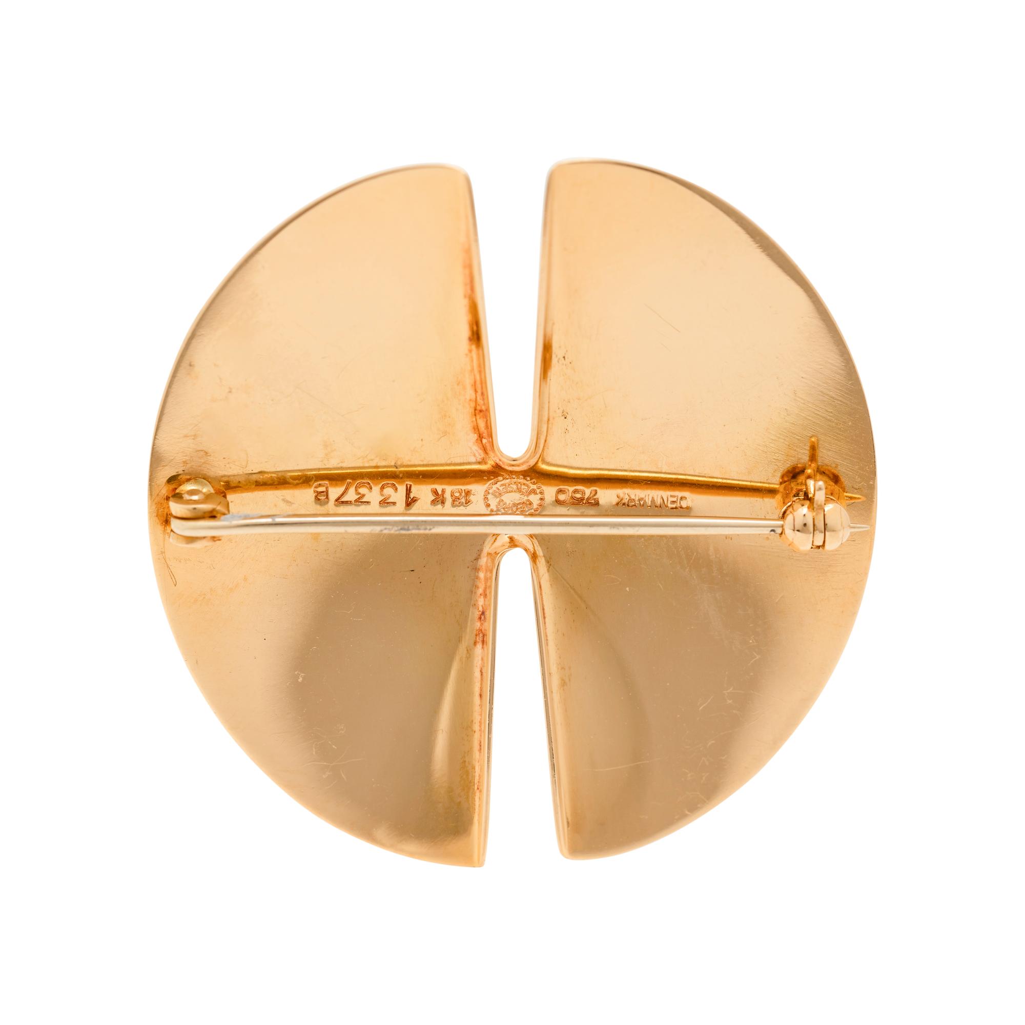 NANNA DITZEL FOR GEORG JENSEN, YELLOW GOLD BROOCH