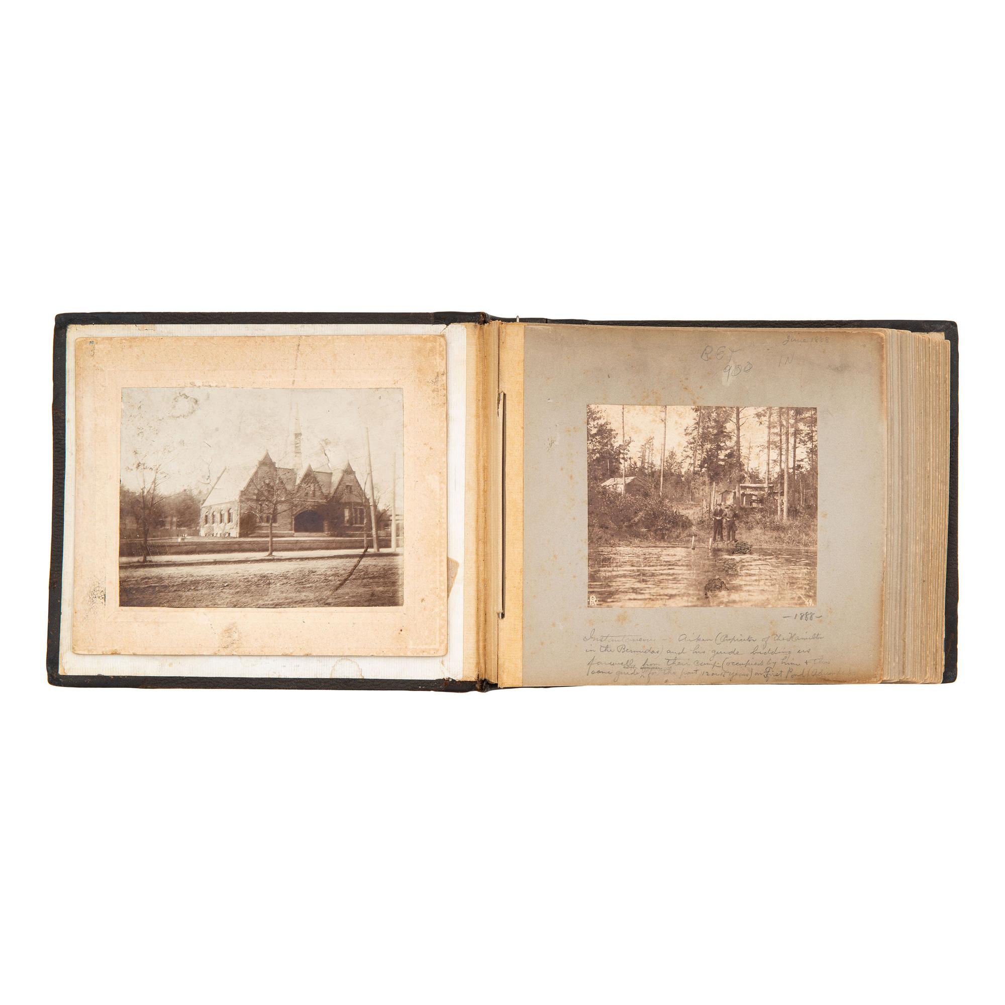 [EARLY PHOTOGRAPHY]. Photo album documenting trip to Upstate New York and Eastern Islands. N.p., June-August 1888.