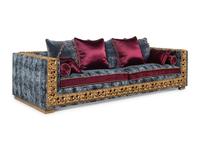 A Contemporary Jumbo Collection Giltwood and Velvet Upholstered Sofa