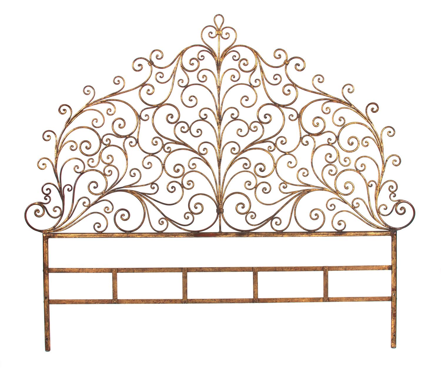 A Rococo Style Gilt Metal Scroll-work Headboard
