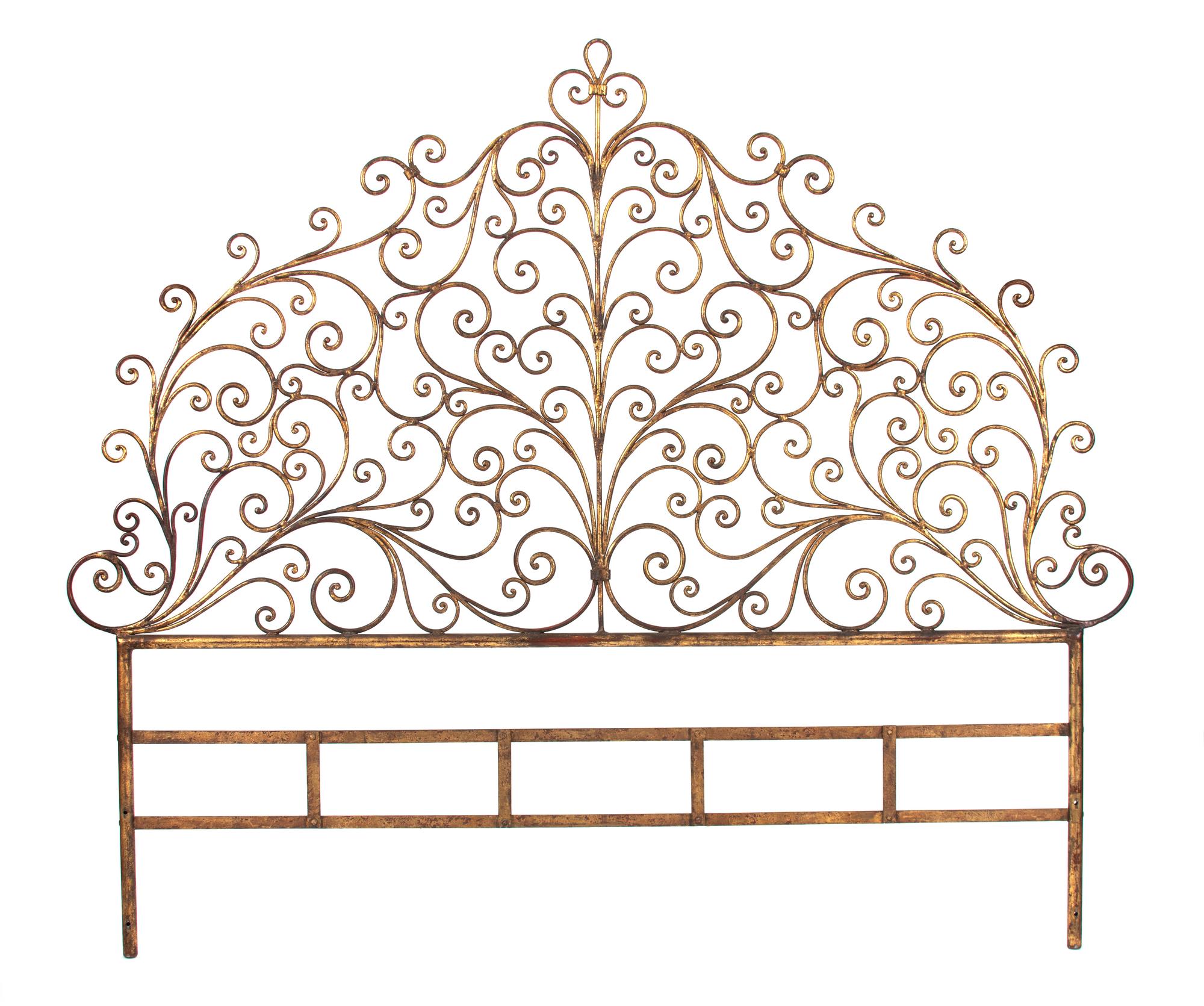 A Rococo Style Gilt Metal Scroll-work Headboard