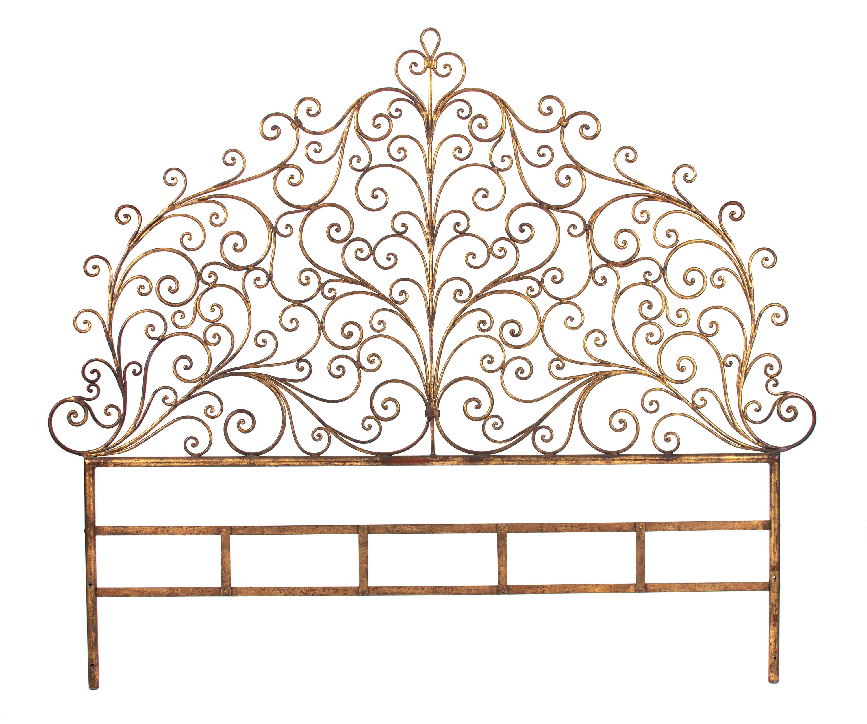 A Rococo Style Gilt Metal Scroll-work Headboard