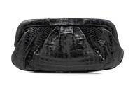 Nancy Gonzalez Black Crocodile Leather Clutch, 1980-90s