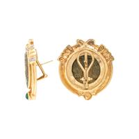 Yellow Gold and Multigem Coin Earrings