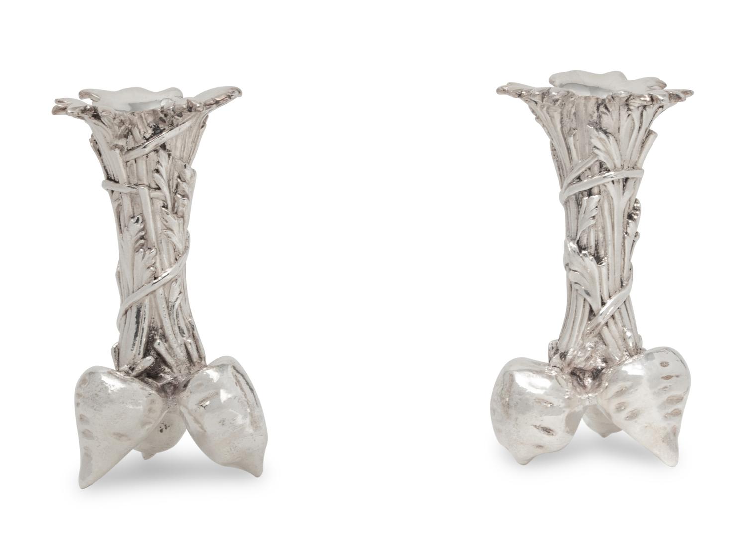 A Pair of Christofle Silver-Plate Bud Vases