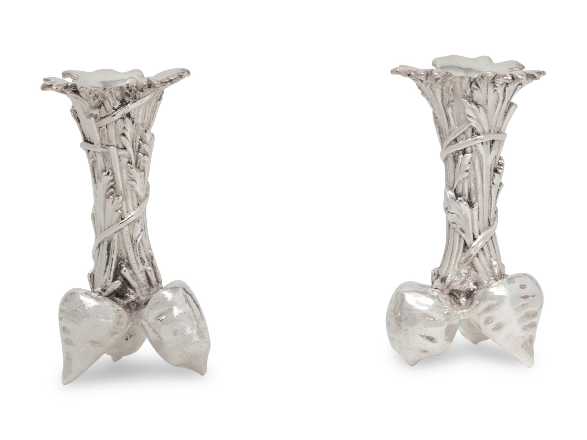 A Pair of Christofle Silver-Plate Bud Vases