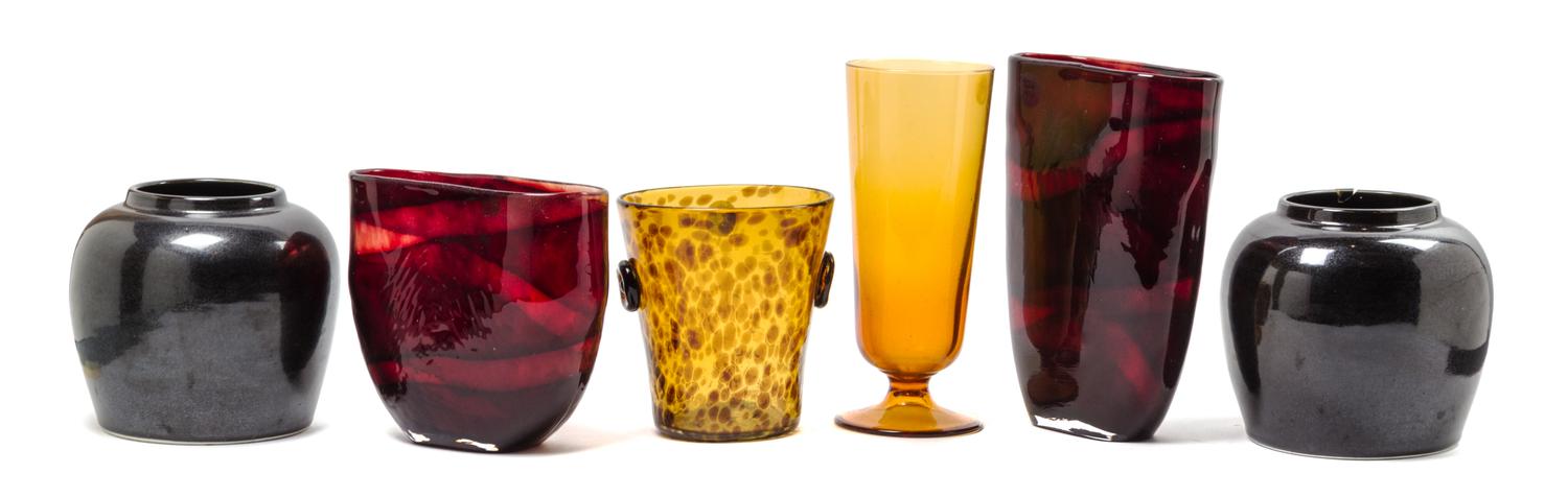 A Group of Six Decorative Vases Height of tallest 11 1/4 inches. — 20TH CENTURY