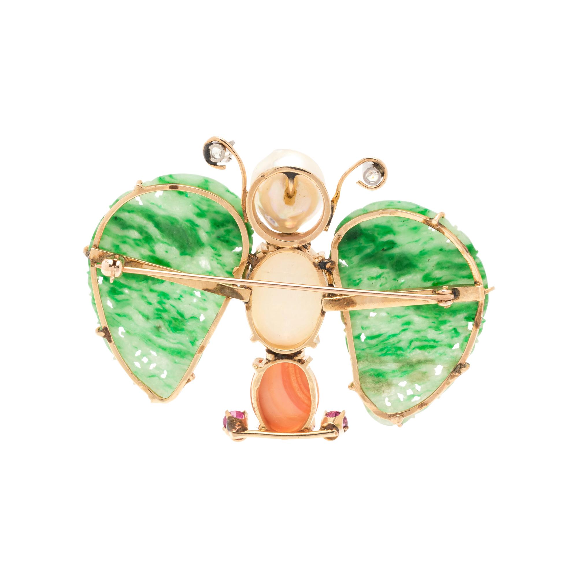 MULTIGEM AND DIAMOND BUTTERFLY BROOCH