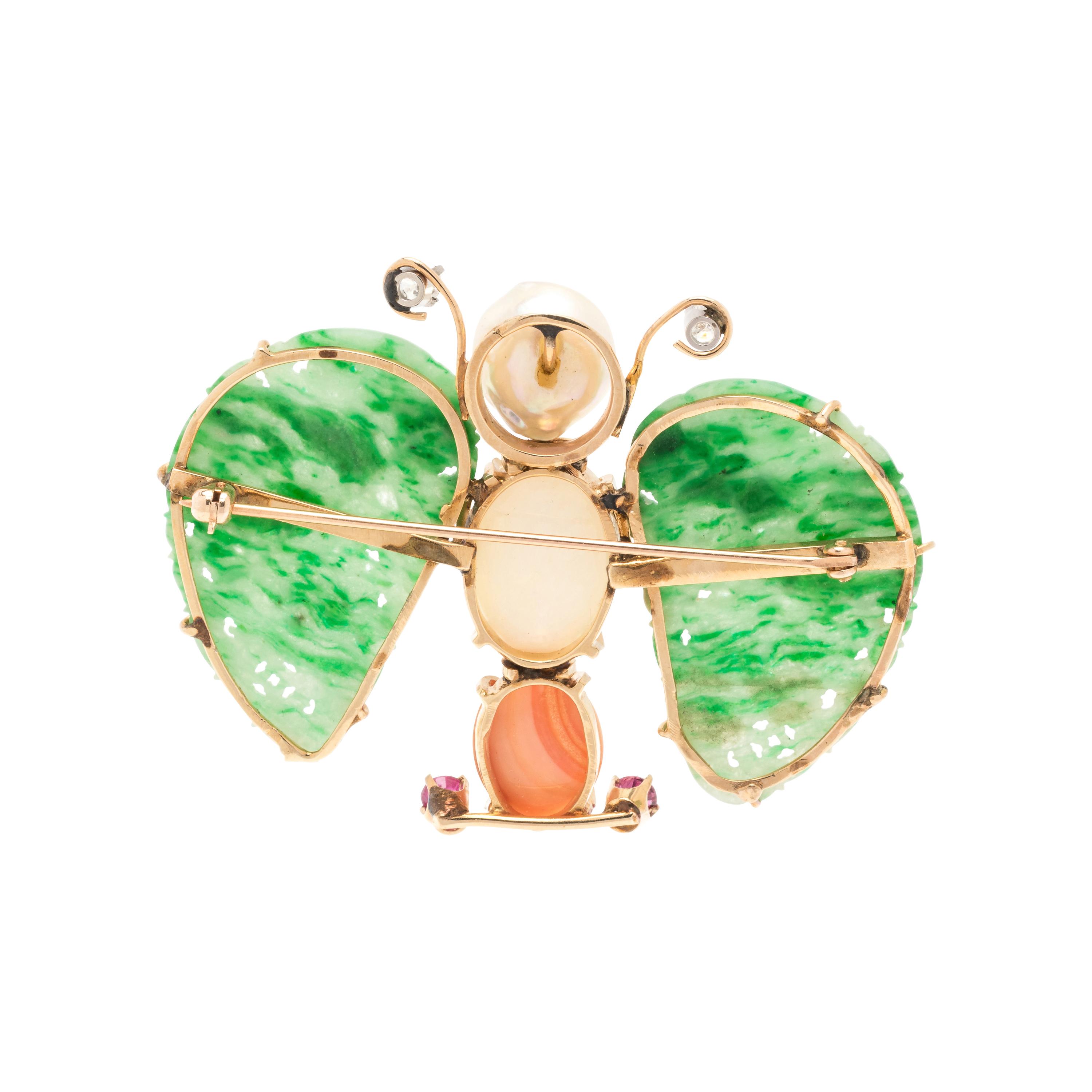 MULTIGEM AND DIAMOND BUTTERFLY BROOCH