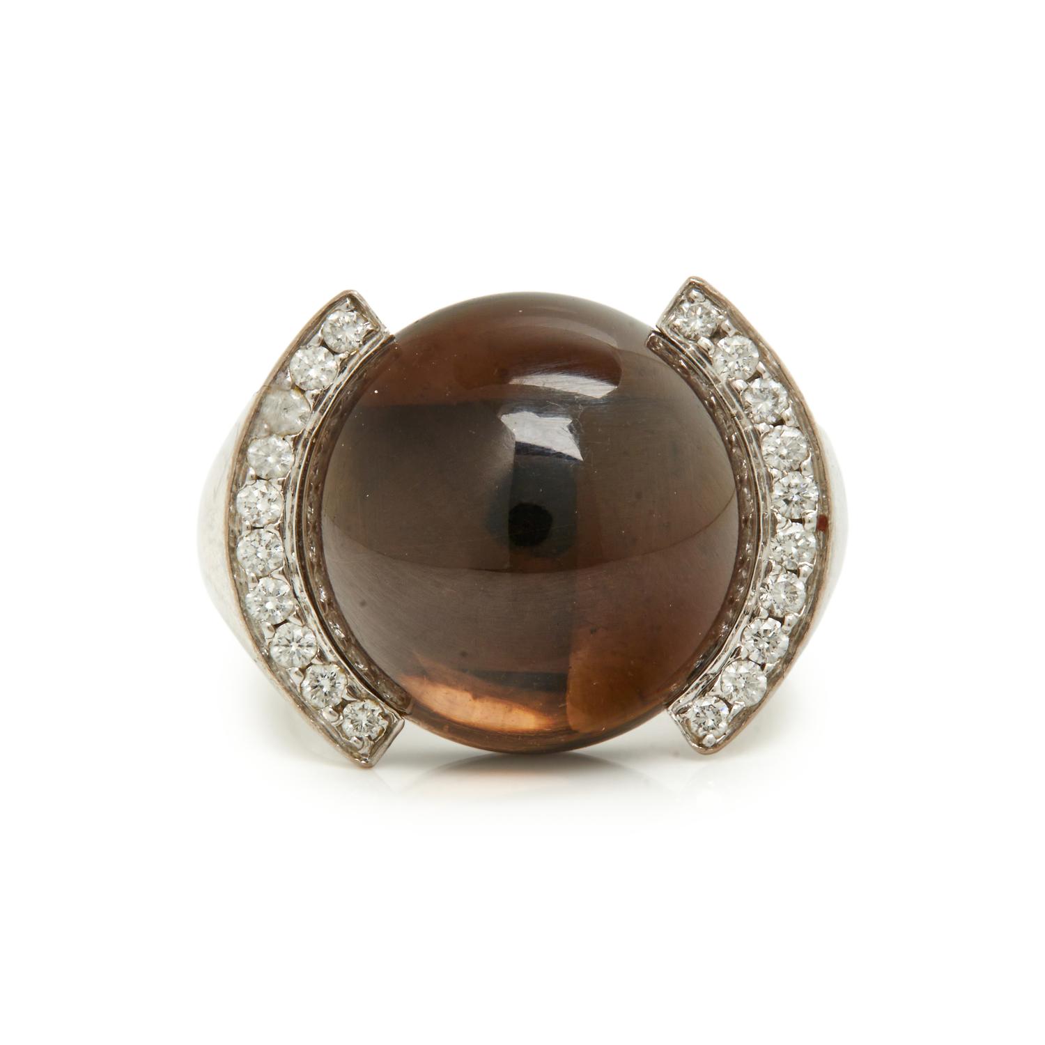 CARTIER, SMOKY QUARTZ AND DIAMOND RING