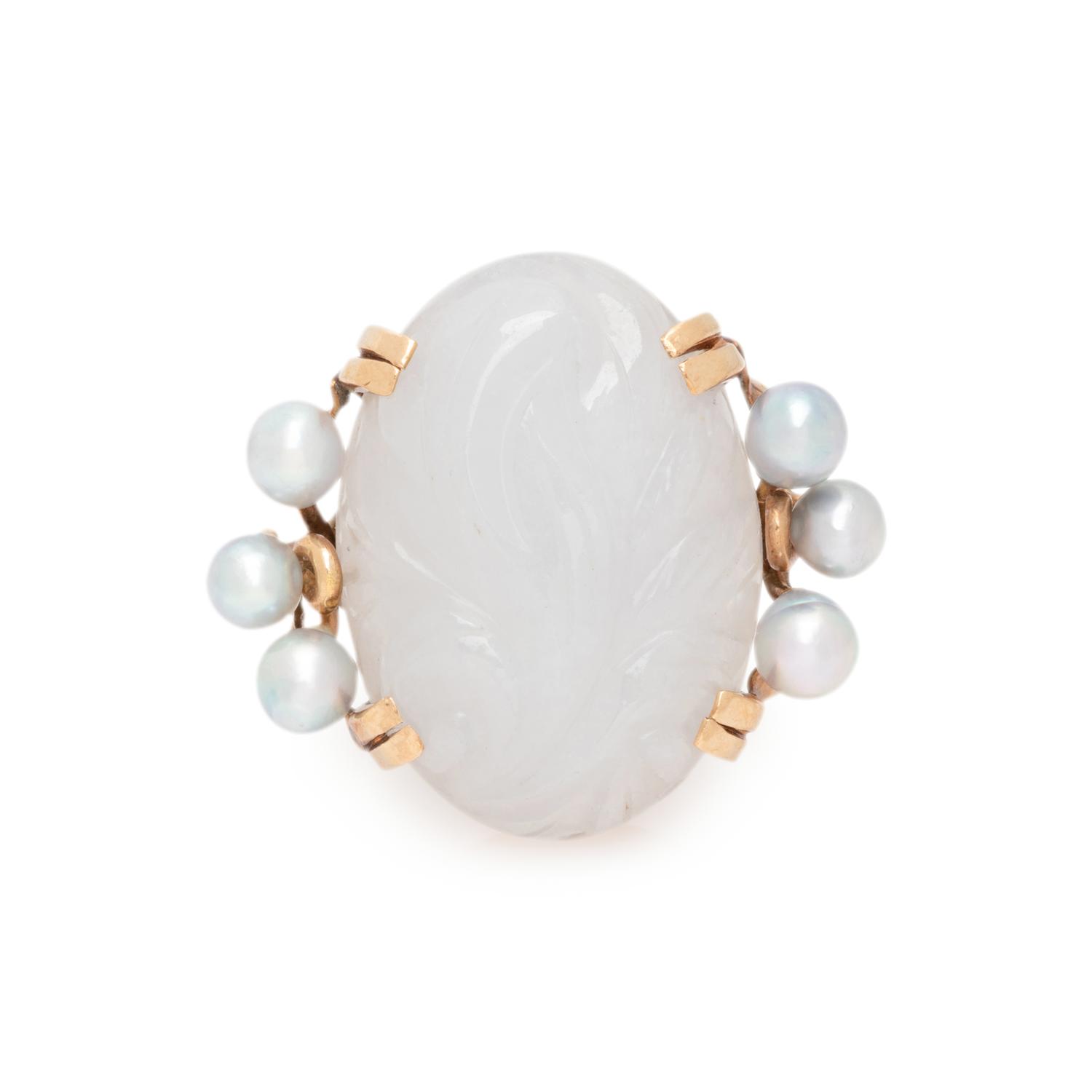 JADE AND PEARL RING