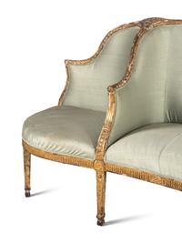A George III Giltwood Confidante Sofa