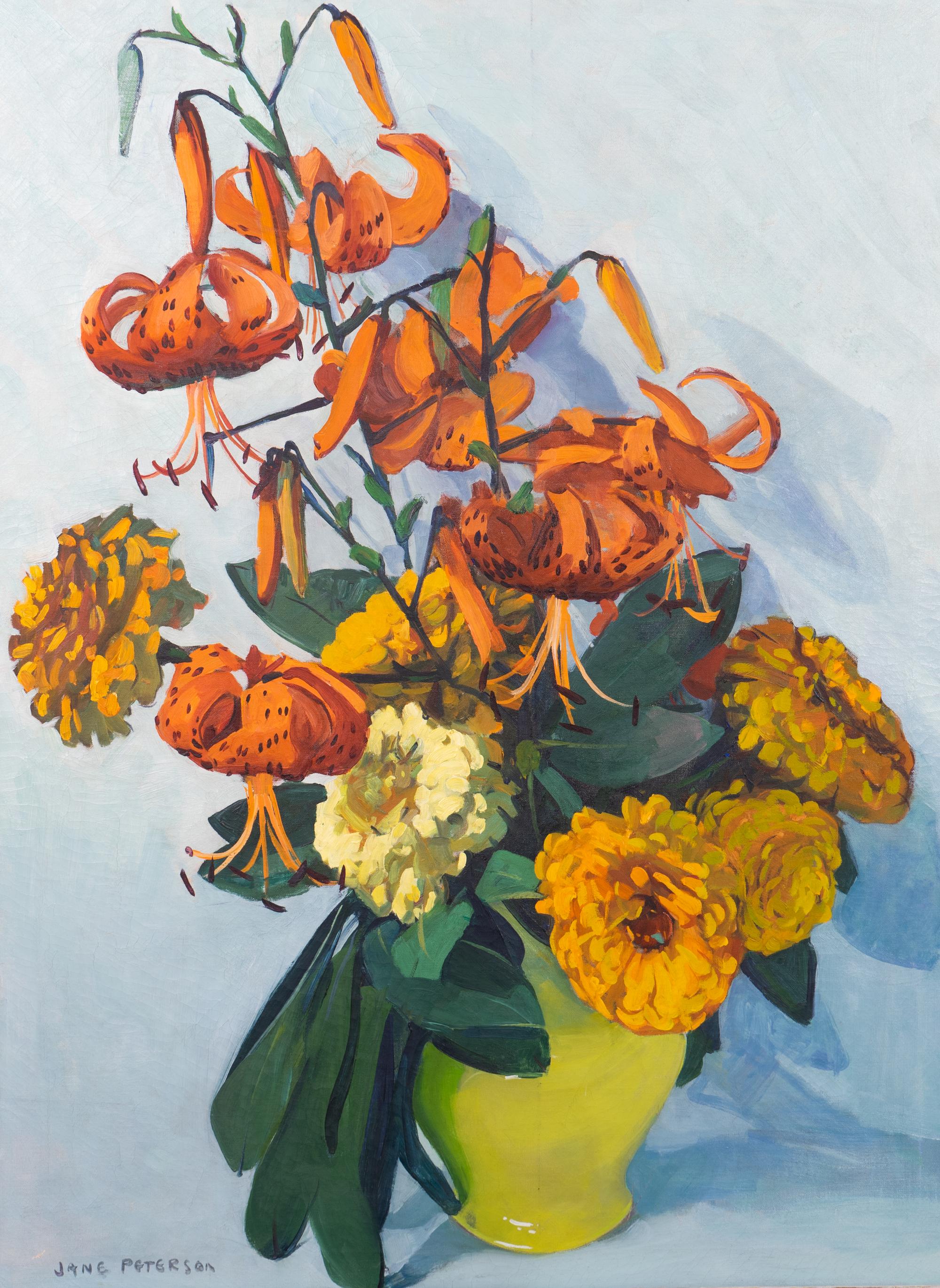Tiger Lilies and Zinnias
