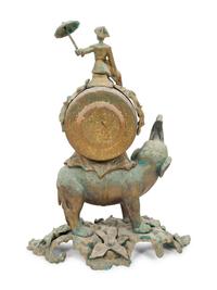 An Italian Imperial Bronze Elephant Clock with Rider