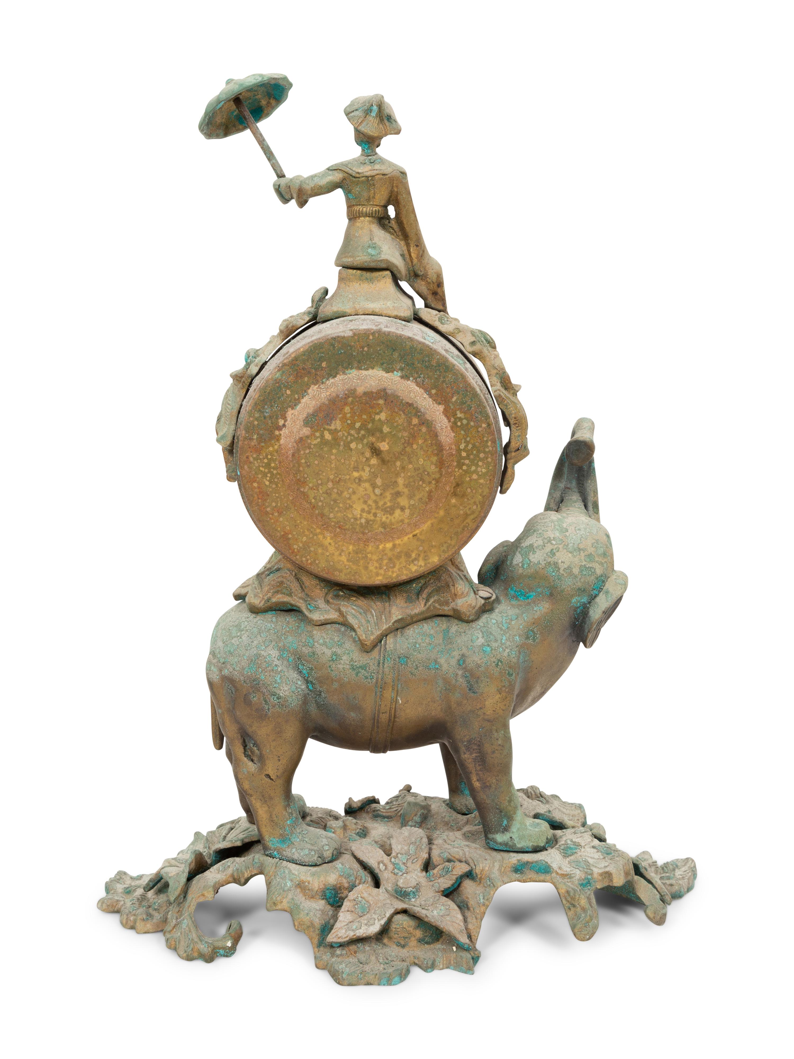 An Italian Imperial Bronze Elephant Clock with Rider