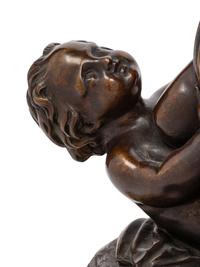 A Pair of French Gilt and Patinated Bronze and Marble Ornaments